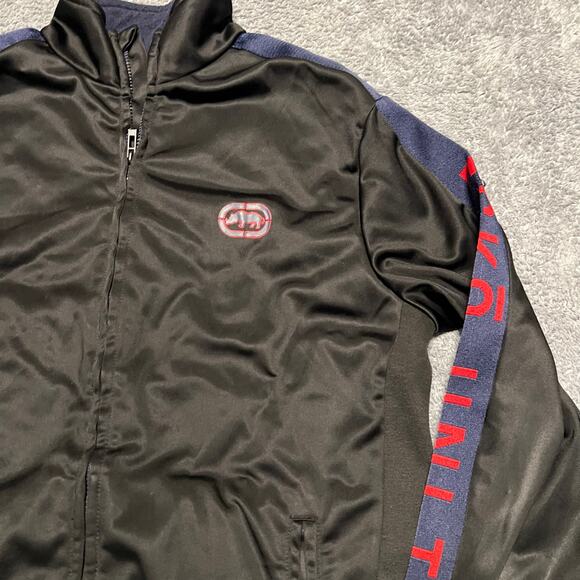ECKO Track Jacket Mens Large Black Blue Zip Sweatshirt ** - Picture 2 of 8